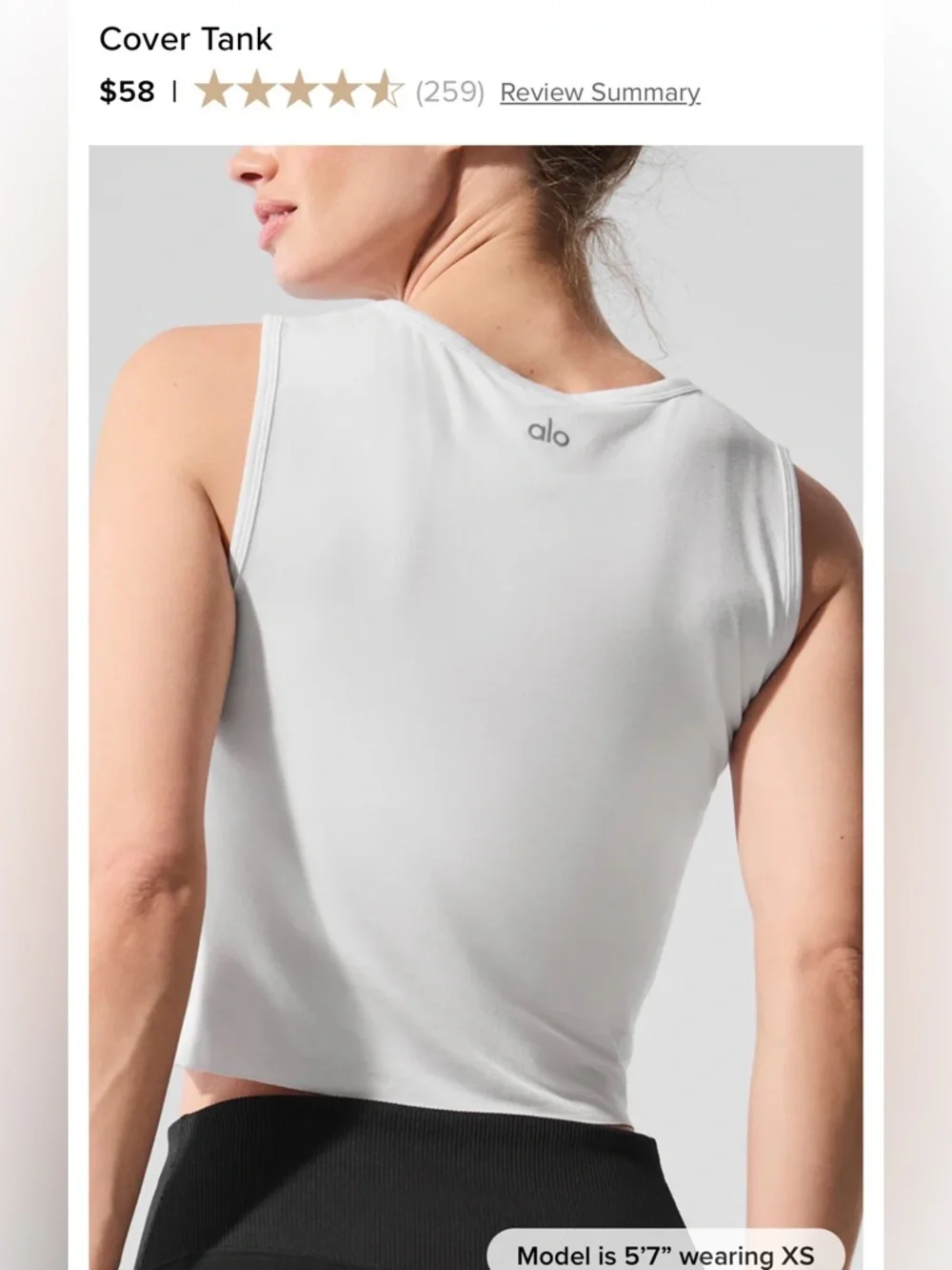 ALO Yoga Cover Tank, XS NWOT
